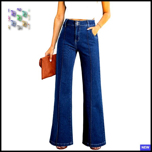 Wide Leg Jeans High Waisted Stretch Denim Baggy Casual Y2K Chic Pants